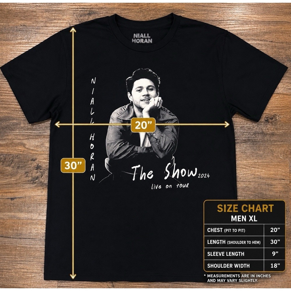 Niall Horan The Show 2024 Tour T-Shirt Black Concert Tee Men XL Official Merch - Picture 3 of 11